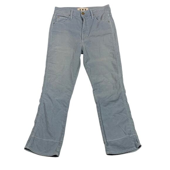 AMO Bella Corduroy Powder Blue High Rise Straight Leg Jeans - Size 27 - Picture 1 of 8